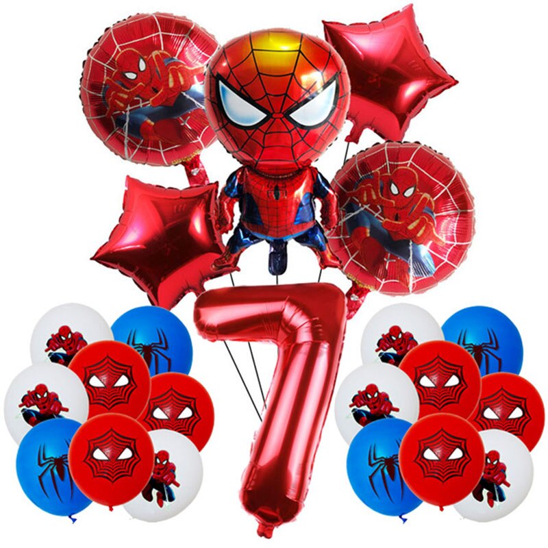 Spiderman Theme Kids Birthday Supplies 3D Great Spider Foil Balloons Disposable Tableware Napkin Cup Birthday Party Decorations